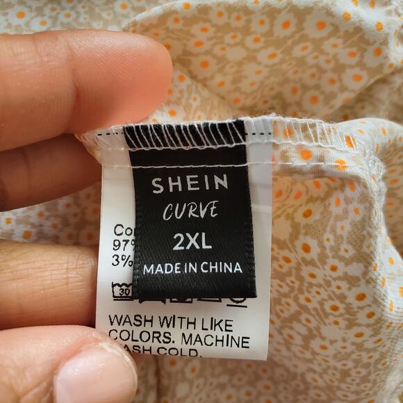 SHEIN Women's Cream Boho Floral Lightweight Tent Top 2X - Picture 5 of 7